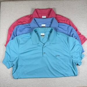 Greg Norman Mens 3 Lot Play Dry Performance Golf Polo XXL Baby Blu Lt Blu Salmon